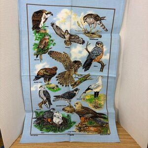 UNUSED Vintage IRISH BIRDS Tea Towel Wall Hanging Quote Gaelic Ireland 19x30